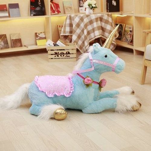 Peluche Licorne De Dessin Animé, Cheval, Poupée, Animal, Accessoire De Photographie, Cadeau Pour La Fête Des Enfants Licorne Bleu Ciel - 1 M Environ 1,45 Kg
