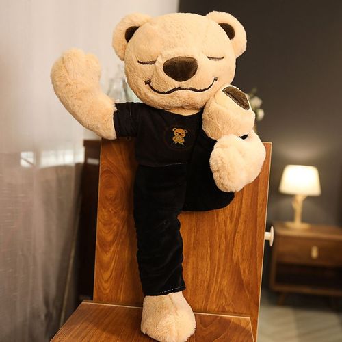 Adorable Poupée Ours De Yoga En Peluche, Différentes Formes Noir-40cm