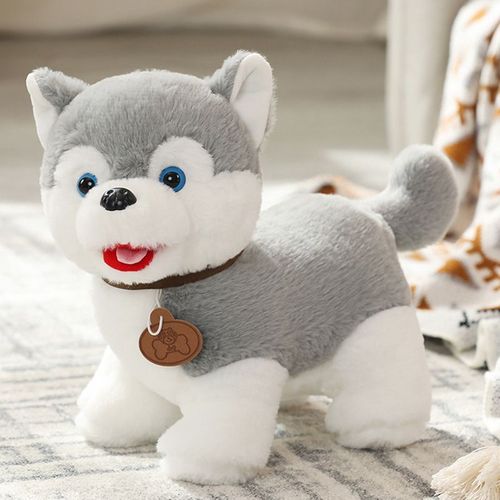 Poupée Chien De Compagnie, Matériau Souple, Chiot, Cadeau Pour Enfants, Compagnon De Jeu Apaisant, Jouet En Peluche Husky-30*25cm