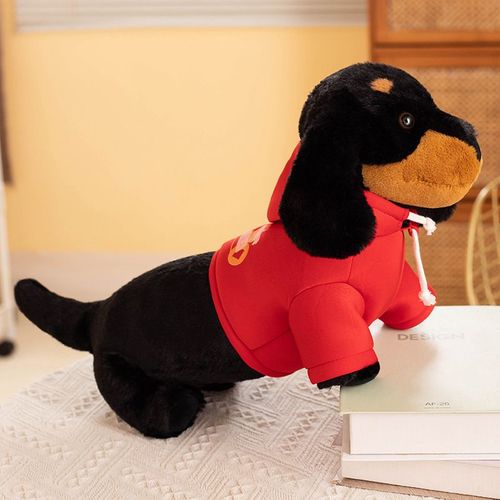 Teckel Poupée Fille Oreiller De Couchage Peluche Jouet Vêtements Chiot Poupée Cadeau Pour Enfants Sweat-Shirt Noir - 30 Cm - 0,2 Kg - Taille S - Sans Vêtements