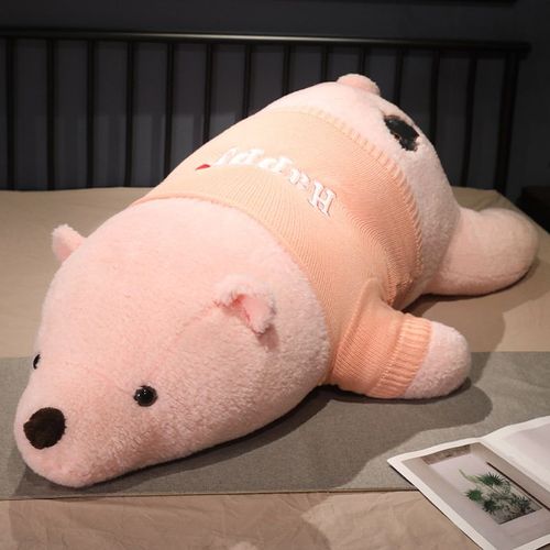 Grand Pull Bébé Ours Polaire Poupée Dormant Sur Le Lit Compagnon Poupée Peluche Oreiller Rose - 130 Cm/3,1 Kg