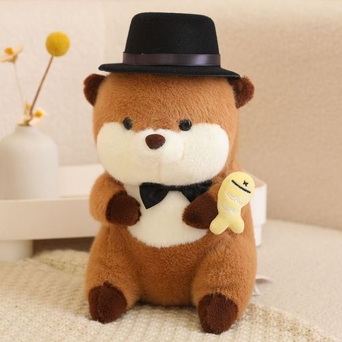 J'adore Manger Du Poisson Capybara Série Peluche Poupée Poupée Enfants Fille Mignon Grand Oreiller Capybara Courbine Jaune Style Chapeau Haut De Forme - 30 Cm (270 G)