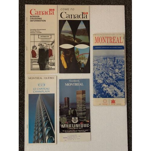 Canada Et Montréal : Lot De 5 Dépliants Touristiques Des Années 1960.