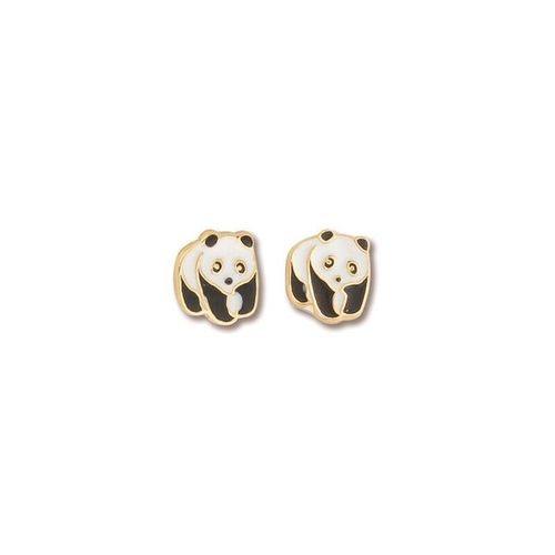Boucles D'oreilles Puces Clous Panda Plaqué Or 750/000