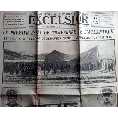 Vieux Journal 14-18 "L'excelsior" Du 17 Mai 1919 (Traversée Atlantique, Aviation, Avions...)