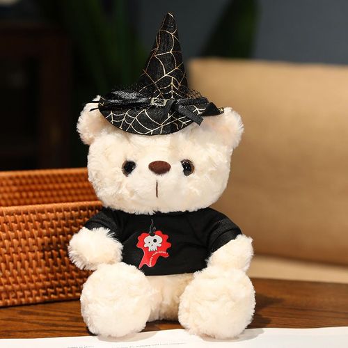 Cadeau Fantôme Citrouille Ours Poupée Peluche T-shirt Ours en Peluche Poupée Ornements T-shirt noir tête de mort rouge ours blanc - 28 cm (0,11 kg)