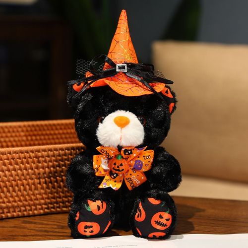 Cadeau Fantôme Citrouille Ours Poupée Peluche T-shirt Ours en Peluche Poupée Ornements Chapeau orange, n?ud papillon, ours noir - 28 cm (0,11 kg)