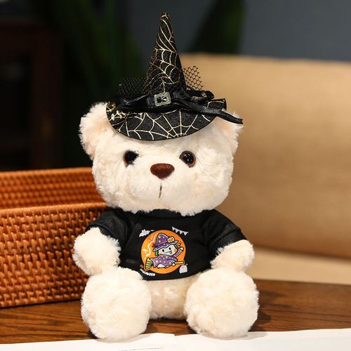 Cadeau Fantôme Citrouille Ours Poupée Peluche T-shirt Ours en Peluche Poupée Ornements T-shirt noir sorcière ours blanc - 28 cm (0,11 kg)