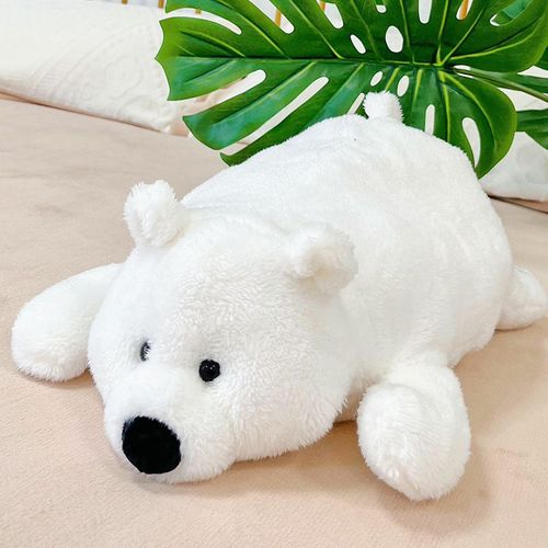 Poupée ours polaire assise sur le ventre, jouet pour fille, cadeau de vacances, oreiller de lit, coussin Coussin de couchage - 60 cm 0,8 kg