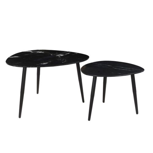 Tables Basses Gigognes Ovales En Marbre Noir Et Métal (Lot De 2) Platz