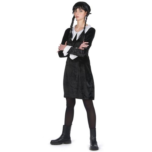 Déguisement Écolière Gothique Velours Noire Femme - Taille: Small