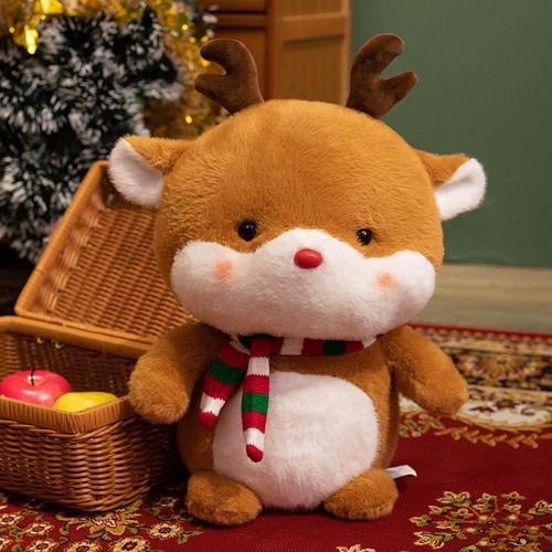 Poupée en peluche de Noël, bonhomme de neige, élan mignon, poupée renne, cadeau de Noël pour fille Cerf - 38 cm, environ 0,4 kg