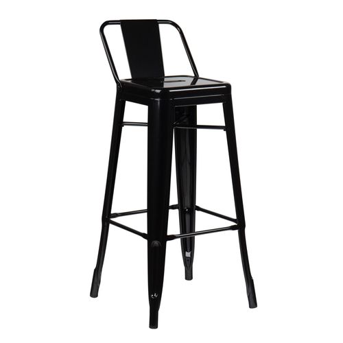 Tabouret Haut Avec Dossier En Acier (76 Cm) Lix Noir