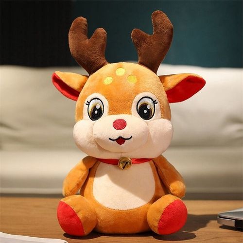 Poupée en peluche du Père Noël, élan, poupée Ragdoll, cadeau de Noël, prix Cerf de Noël assis - 30 cm - 0,3 kg