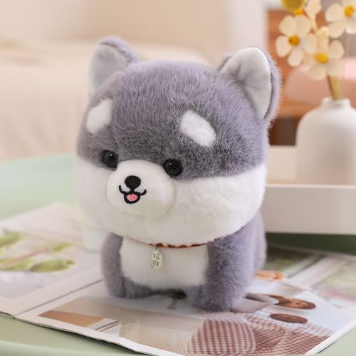 Adorable Petite Poupée Dinosaure Chat En Peluche Chiot Chien Husky Shiba Inu Poupée Enfants Poupée Réconfortante Husky Gris - 25 Cm (0,14 Kg)