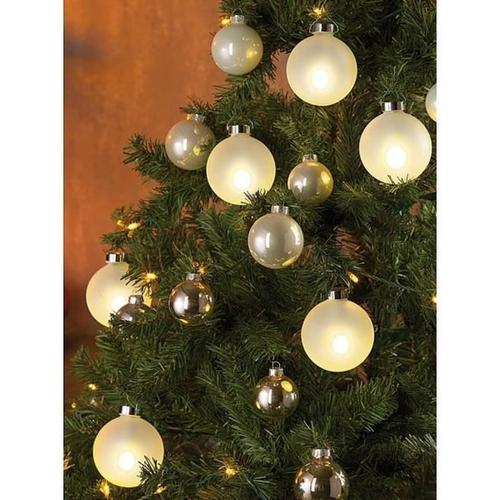 6 Boules de Noël lumineuses dorées avec télécommande - blanc