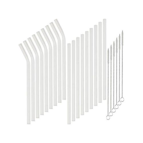 Jeu De 18 Pailles En Verre Borosilicate Avec Brosses De Nettoyage