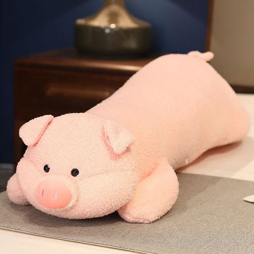 Grand animal lapin oreiller peluche ours rose cochon poupée fille sommeil confort marionnette poupée Cochon - 90 cm (0,85 kg)