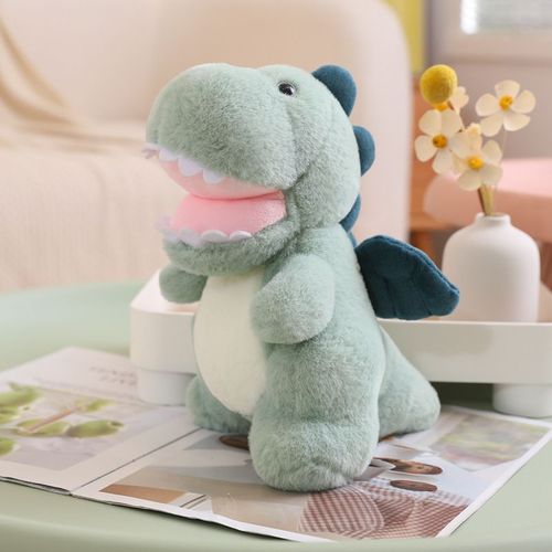 Adorable Petite Poupée Dinosaure Chat En Peluche Chiot Chien Husky Shiba Inu Poupée Enfants Poupée Réconfortante Dinosaure Ailé Vert Foncé - 25 Cm (0,16 Kg)