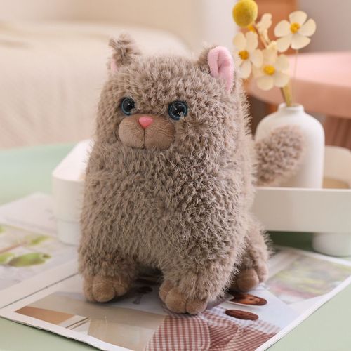 Adorable Petite Poupée Dinosaure Chat En Peluche Chiot Chien Husky Shiba Inu Poupée Enfants Poupée Réconfortante Chat Brun - 25 Cm (0,16 Kg)
