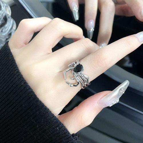 Bague Gothique Punk En Forme De Tresses D'araignée Irrégulières Pour Femme, Anneau Ouvert, Clip Noir, Animal Foncé, Hip Hop, Bijoux De Doigt, À La Mode, Ix