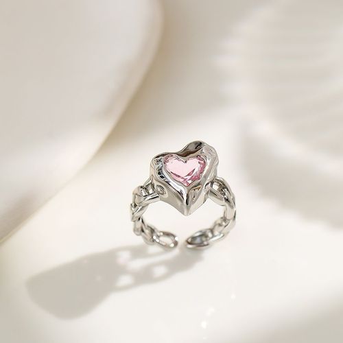 Bagues Vintage Européennes Et Américaines, Accessoires De Mode Pour Bijoux Pour Femmes, Bague Ouverte En Forme De C¿Ur Rose Irrégulier