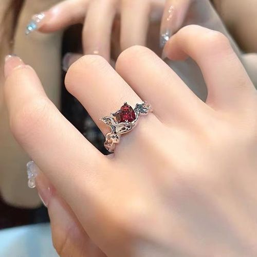 Bague Réglable En Cristal Rouge Pour Femme, Coeur Micro Incrusté, Bijoux De Mariage, Cadeau D'amour, Haute Qualité, Mode De Luxe