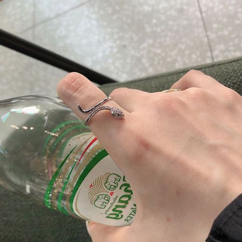 Bague Gothique En Strass Pour Hommes Et Femmes, Anneau Serpent Ouvert Ajustable, Reptile, Mode Punk, Garçon Et Fille, Bijoux Cadeaux D'anniversaire