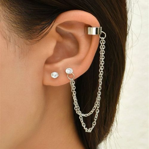 Boucles D'oreilles Multicouches, Longues Pampilles, Piercing, Manchette D'oreille, Clip, Boucles D'oreilles Pour Femmes, Bijoux D'oreille Couleur Argent 2022