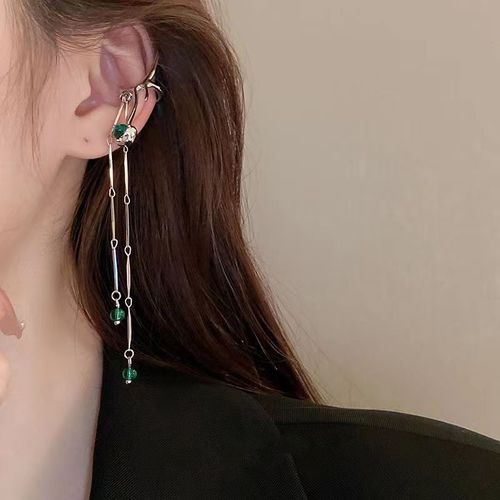 Zcompresses-Boucle D'oreille Papillon À Long Pompon Pour Femme, Perle Asymétrique Brillante, Mancommuniste D'oreille, Boucle D'oreille Piercing, Bijoux Fantaisie, Luxe, Bleu
