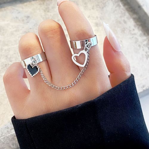 Bague En Chaîne De Cristal Vert En Métal Réglable Pour Femmes, Accessoire De Bijoux De Luxe Esthétique Vintage Egirl Pour Fête De Mariage