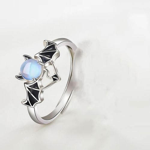 Bague De Fiançailles En Forme D'ange Pour Hommes, Anneau De Couple, Gothique, Mode, Ajustable, Pierre De Lune, Bijou De Mariage