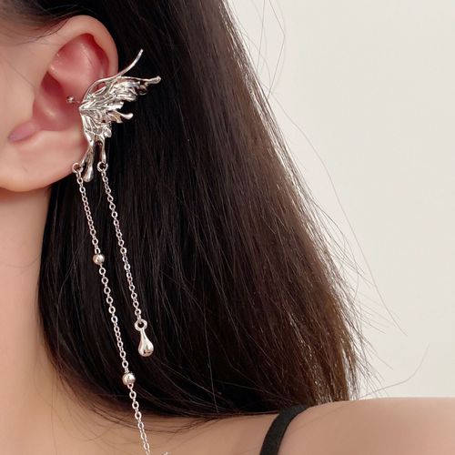 Boucles D'oreilles En Strass À Trois Couches Pour Femme, Manchette Sans Piercing, Brillante, Avec De Longs Glands, Bijoux À La Mode, 2023