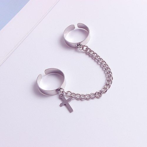 Bague Vintage Noire, Grande Croix Ouverte Pour Adolescents, Bijoux De Fête Pour Hommes, Gothique, Tendance, Couleur Métal, 1 Pièce, 2022