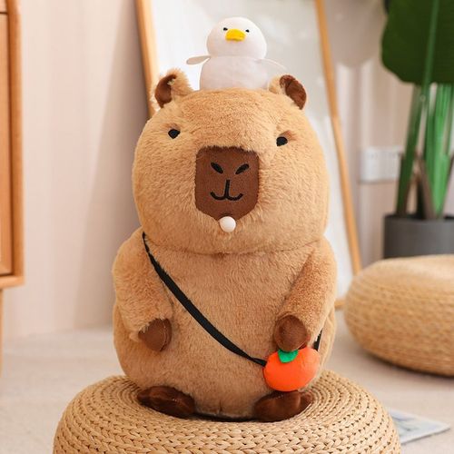 Poupée Capybara Mignonne Poupée Capybara Moche Et Mignonne Peluche Capybara Oreiller Poupée Capybara Assis (Couine Et Fait Des Bulles) - 30 Cm (Sans Coffret Cadeau) 0,3 Kg