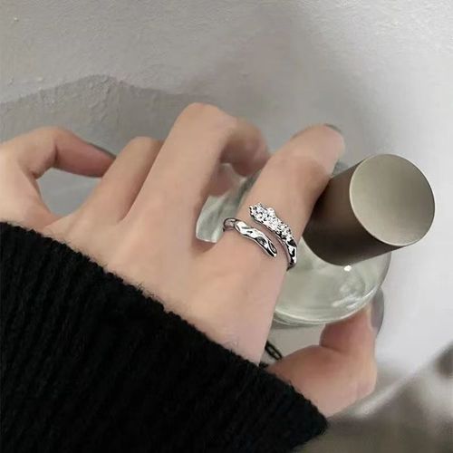 Bagues Irrégulières Punk Avec Opale Pour Femme, Esthétique Egirl, Creux, Vintage, Pierre, Y2k, Anneau Ouvert, Bijoux Chimjewelry