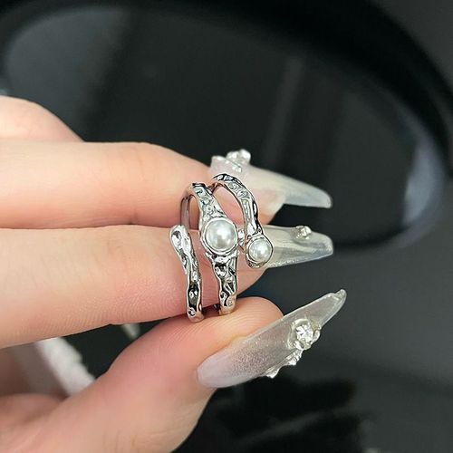 Bague Gothique En Pierre De Lune Y2k, Gland Irrégulier, Chaîne De Lave, Étoile Opale, Bague Esthétique Kpop, Ensemble De Bagues En Perles Pour Femmes