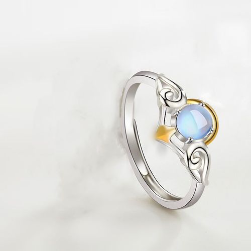 Bague De Fiançailles En Forme D'ange Pour Hommes, Anneau De Couple, Gothique, Mode, Ajustable, Pierre De Lune, Bijou De Mariage