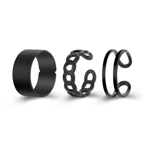 Bague Ouverte En Chaîne Géométrique Noire Pour Femmes, Anneau De Luxe Kpop Punk, Bijoux Esthétique Vintage Grunge, Accessoires Emo Y2k, 2022