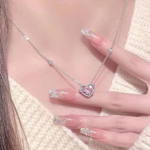 Bracelet Coeur En Cristal Rose Brillant Pour Femme, Collier Egirl Sweet Cool, Ensemble De Matiques Esthétiques, Cadeau De Bijoux De Mariage, Nouveau, 2023
