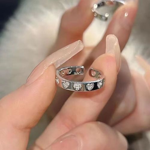 Bagues À Double N¿Ud En Cristal Rose Pour Femmes, Bijoux De Fête, Bague Ouverte Réglable Créative, Brillant, Tendance De La Mode, Y2k