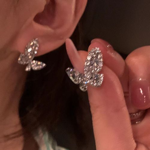 Boucles D'oreilles Papillon Violet Nickel É Pour Femmes, Bijoux En Métal, Pendentif Perle, Boucle D'oreille Douce, Fille Cool, Accessoires Asymétriques, Cadeau