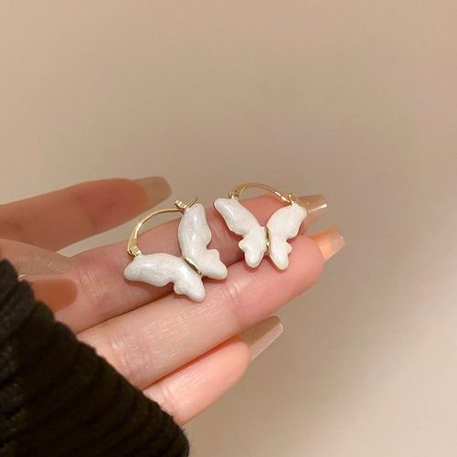 Boucles D'oreilles Papillon Violet Nickel É Pour Femmes, Bijoux En Métal, Pendentif Perle, Boucle D'oreille Douce, Fille Cool, Accessoires Asymétriques, Cadeau