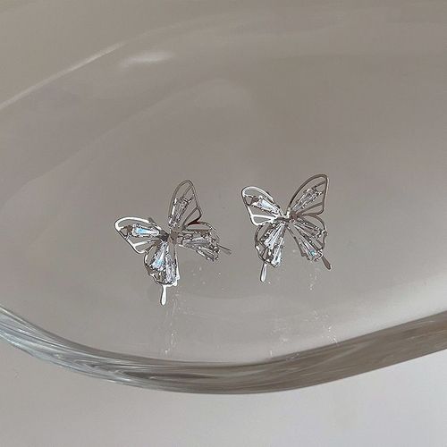 Boucles D'oreilles Papillon Violet Nickel É Pour Femmes, Bijoux En Métal, Pendentif Perle, Boucle D'oreille Douce, Fille Cool, Accessoires Asymétriques, Cadeau