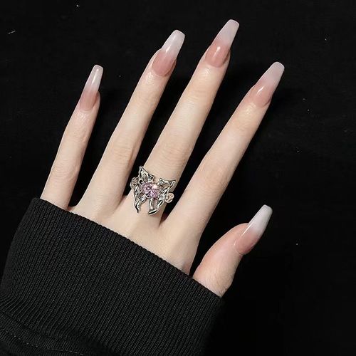 Bague Papillon En Cristal Violet Avec Ouverture Réglable Pour Femme, Bague Étoile Irrégulière Liquide, Accessoires De Bijoux Vintage, Esthétique Fille