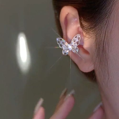 Boucles D'oreilles À Crochet En Métal Liquide Incrusté De Cuivre Pour Femme, Piercing Papillon, Nouvelle Collection, 1 Pièce
