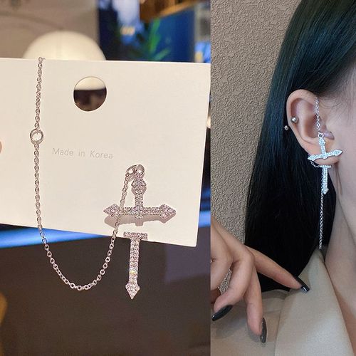Boucles D'oreilles À Crochet En Métal Liquide Incrusté De Cuivre Pour Femme, Piercing Papillon, Nouvelle Collection, 1 Pièce