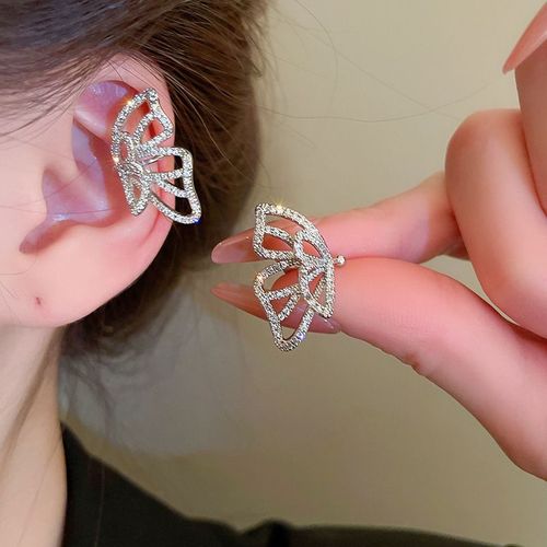 Réinitialisation D'os D'oreille D'arc De Biscuits Complet Brillant Pour Des Femmes, Perle Élégante, Pendentif, Boucle D'oreille De Manchette D'oreille, Cadeaux De Bijoux De Mariage De Mariées