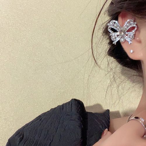 Réinitialisation D'os D'oreille D'arc De Biscuits Complet Brillant Pour Des Femmes, Perle Élégante, Pendentif, Boucle D'oreille De Manchette D'oreille, Cadeaux De Bijoux De Mariage De Mariées
