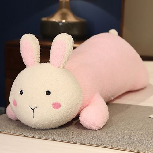 Grand animal lapin oreiller peluche ours rose cochon poupée fille sommeil confort marionnette poupée Lapin - 120 cm (1,35 kg)